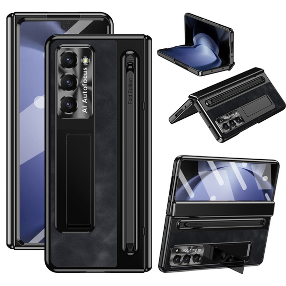 Leather+PC bőr tok állvánnyal, üveggel és tollal Samsung Galaxy Z Fold6 5G készülékekhez