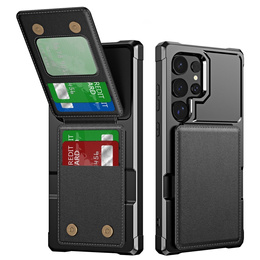 Tok Samsung Galaxy S25 Ultra, Card Holder Kickstand, fekete