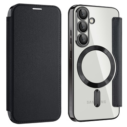 Pattintható tok a Samsung Galaxy S25, RFID Wallet MagSafe CamShield, fekete