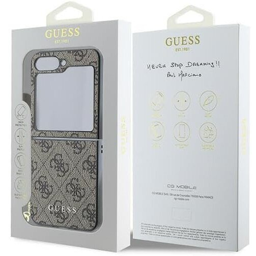 GUESS Telefontok a Samsung Galaxy Z Flip7 FE / Z Flip6, 4G Charms Collection Hardcase, barna