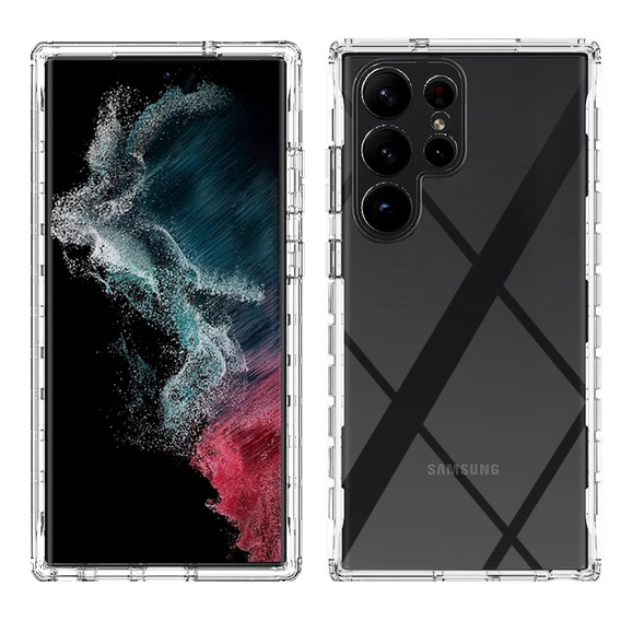 Tok Samsung Galaxy S23 Ultra készülékhez, Shockproof, fóliával, átlátszó