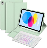 Kivilágított bluetooth billentyűzettel ellátott tok iPad 10.9 2022 (10 gen.), zöld