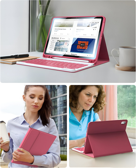 Tok + billentyűzet iPad 10.9 2022 10 Gen, Pen Slot, rózsaszín rose gold