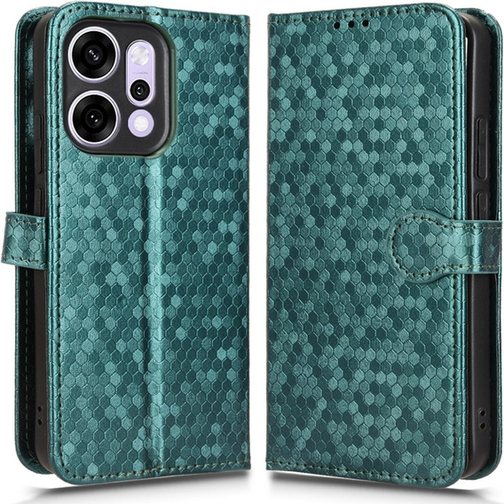 Pántos tok Oppo Reno 14, pénztárca Rhombus, zöld