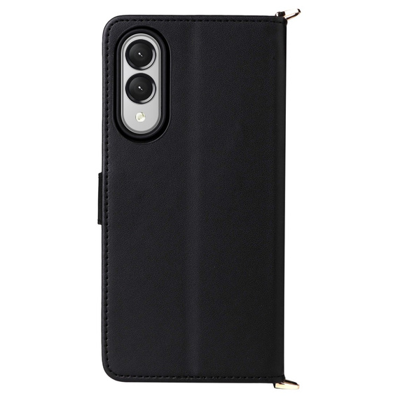 Tok patenttal a Samsung Galaxy S25 Edge-hez, Crossbody Leather Wallet, fekete