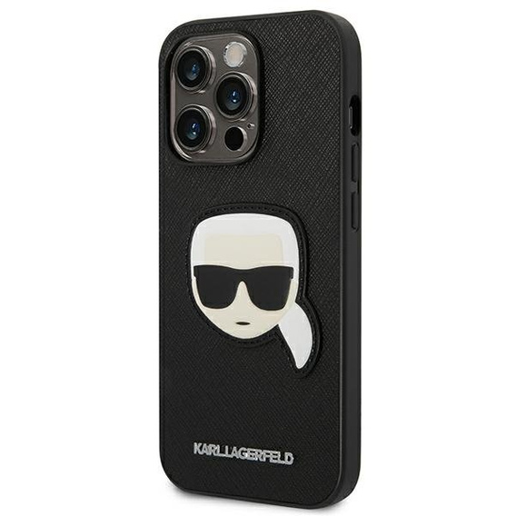 Karl Lagerfeld Telefontok a iPhone 14 Pro Max, Saffiano Karl's Head Patch, fekete