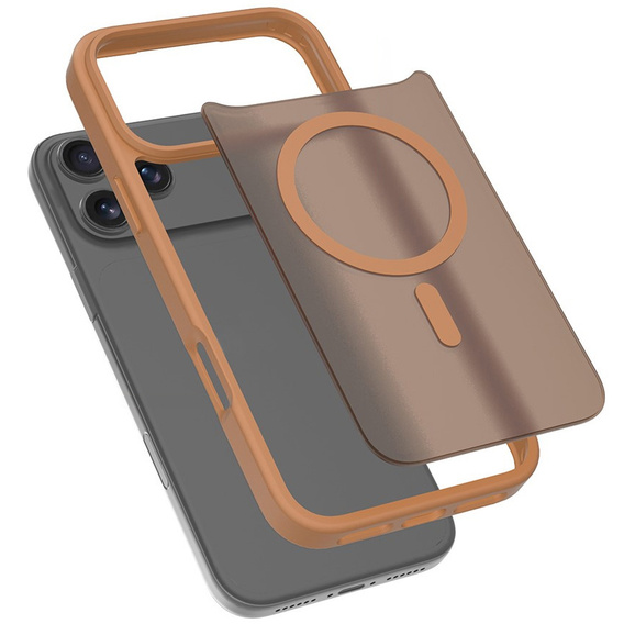 Matt tok iPhone 17 Pro Max készülékhez, MagSafe-hoz, áttetsző barna színű