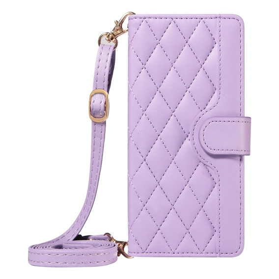 Flap tok Motorola Edge 50 Neo / Motorola ThinkPhone 25, Rhombus Crossbody Leather, lila