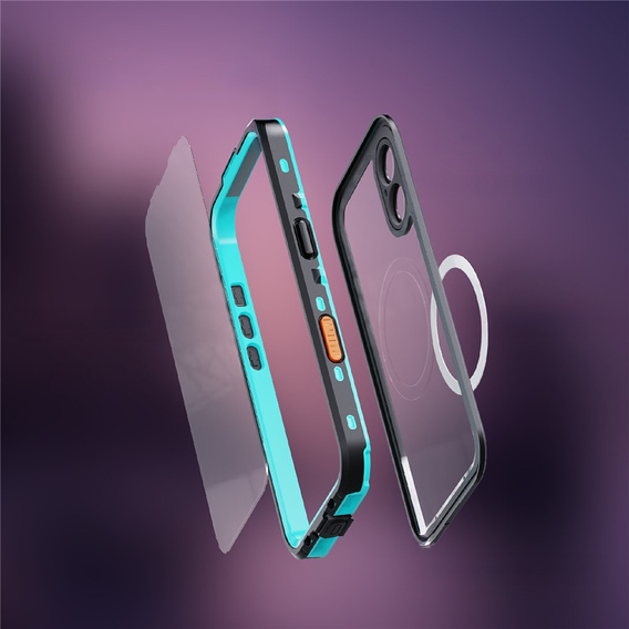 Tok iPhone 17 készülékhez, vízálló IP68, SHELLBOX MagSafe, kék