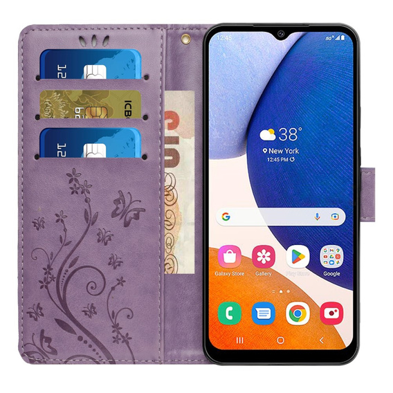 Pattintható tok a Samsung Galaxy A14 4G/5G, Mandala Flower, lila