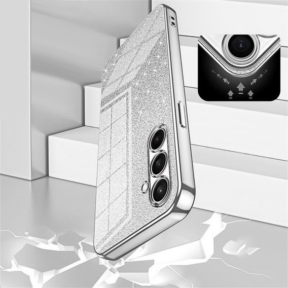 Glitter tok CamShield Samsung Galaxy A57 5G készülékhez, ezüst