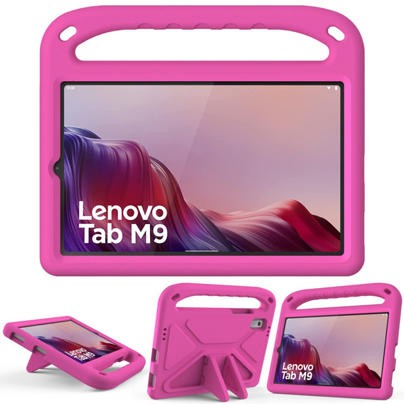 Gyermek tok Lenovo Tab M9, Gyermek tok fogantyúval, rózsaszín