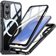 Tok Samsung Galaxy S25 Edge-hoz, Shockproof, üveggel, MagSafe-hoz, fekete