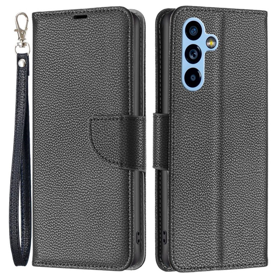 Pattintható tok a Samsung Galaxy A54 5G, Wallet Litchi Magnet, fekete