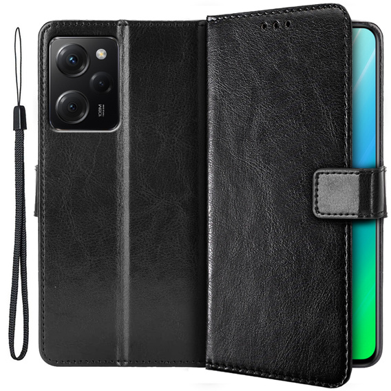 Pattintható tok a Xiaomi Poco X5 Pro 5G, Wallet, fekete