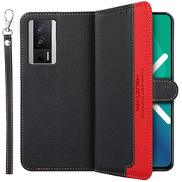 Pattintható tok a Poco F5 Pro 5G, KHAZNEH RFID, fekete / piros