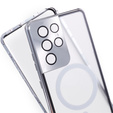 Magnetic Dual Glass MagSafe tok Samsung Galaxy S21 Ultra, ezüst