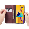 CASEME tok Samsung Galaxy M21, Leather Wallet Case, bordó