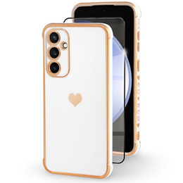 tok Samsung Galaxy S23 FE, Electro heart, fehér + Full Glue Kerámiaüveg