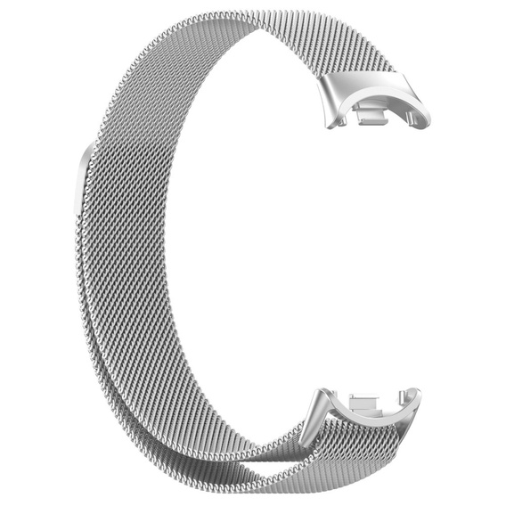 Milánói karkötő szíj tokkal a Xiaomi Smart Band 10 / 9 / 8, ezüst színű