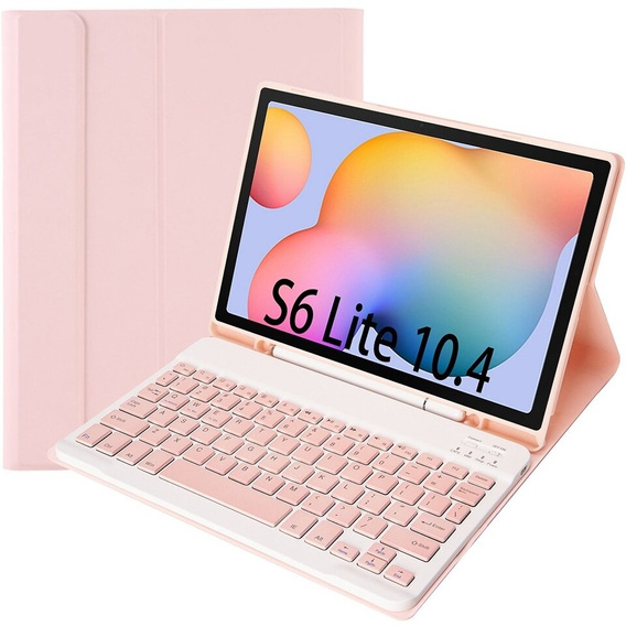 Tok + billentyűzet Samsung Galaxy Tab S6 Lite P610/P615 / S6 Lite 2022 10.4, Pen Slot, rózsaszín rose gold