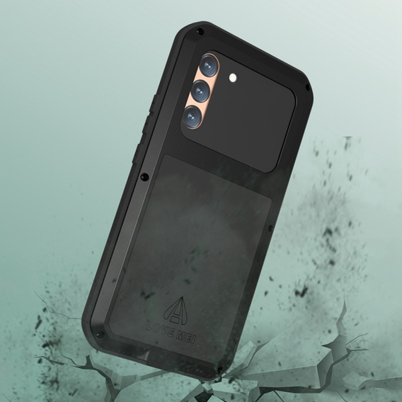 Love Mei Telefontok a Samsung Galaxy S22+ Plus, armored with glass, fekete