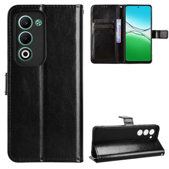 Pattintható tok a Oppo A5 5G / A5m, Crazy Horse Wallet, fekete