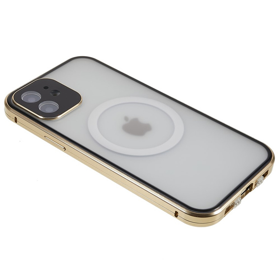 Magnetic Dual Glass MagSafe tok iPhone 12, arany