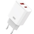 XO CE12 hálózati töltő, USB-C, 20W + USB-C - Lightning kábel, Fehér