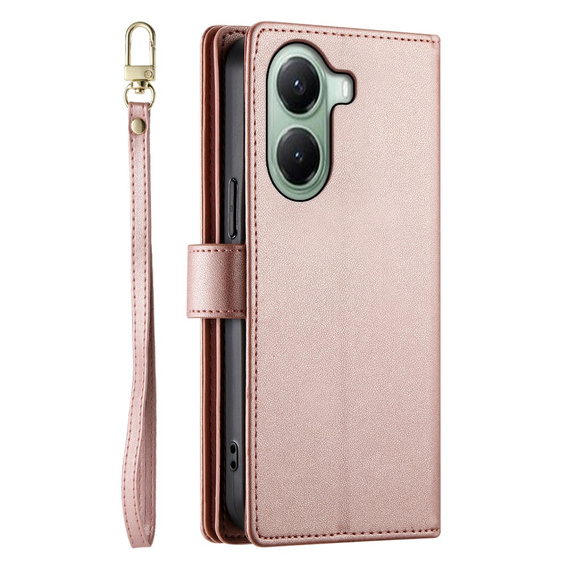 Pattintható tok a Xiaomi Poco X7 Pro 5G, Wallet Zipper Pocket, rózsaszín