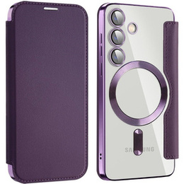 Pattintható tok a Samsung Galaxy S24, RFID Wallet MagSafe CamShield, lila