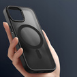 Tok iPhone 16 Pro Max-hoz, MagSafe, ERBORD Matt Case, átlátszó / fekete + képernyőüveg