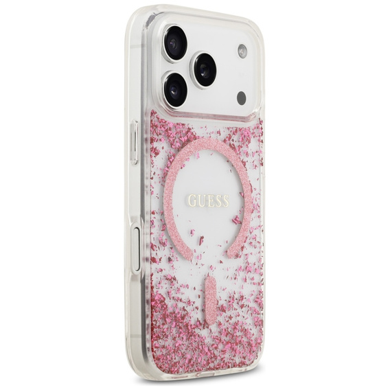 GUESS műgyanta aljú, csillogó MagSafe tok iPhone 17 Pro készülékhez