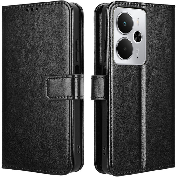 Pattintható tok a Realme 14 5G / Realme 14T 5G, Crazy Horse Wallet, fekete