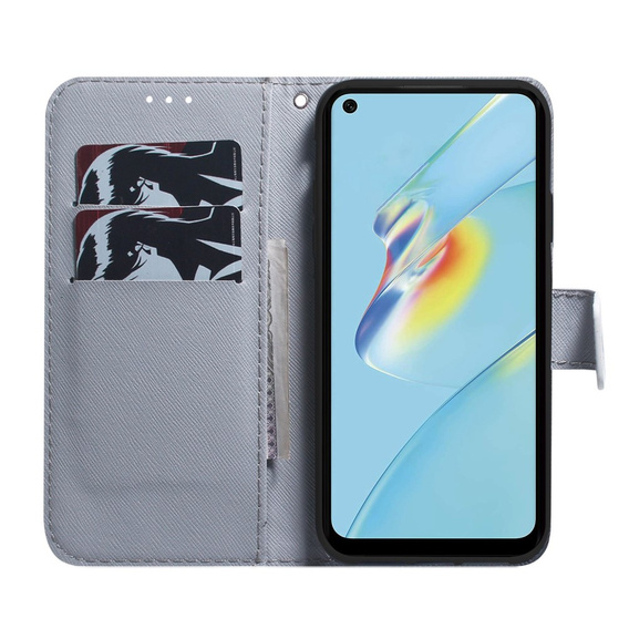 Pattintható tok a Oppo A17, Wallet flowers, kék