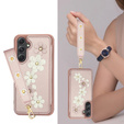 Tok Samsung Galaxy A55 5G, Leather Flower Card Slot, rózsaszín