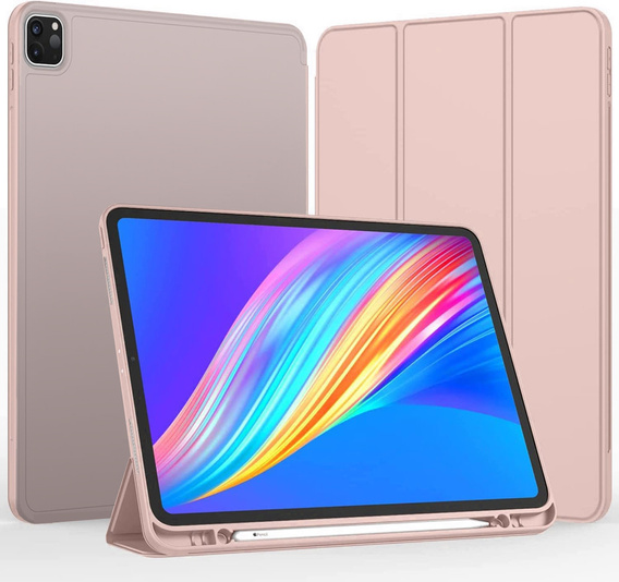 Tok iPad Pro 12.9" 2022/2021/2020 (6/5/4 gen.), Smart Pencil, tolltartóval, rózsaszín