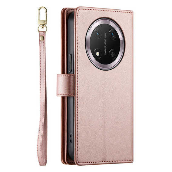 Pattintható tok a Honor Magic 7 Lite, Wallet Zipper Pocket, rózsaszín