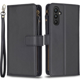 Pattintható tok a Samsung Galaxy A25 5G, Wallet Zipper Pocket, fekete