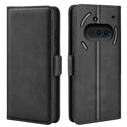 Pattintható tok a Nothing Phone 3a, Leather Wallet, fekete