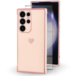 tok Samsung Galaxy S23 Ultra, Electro heart, rózsaszín rose gold + Full Glue Kerámiaüveg