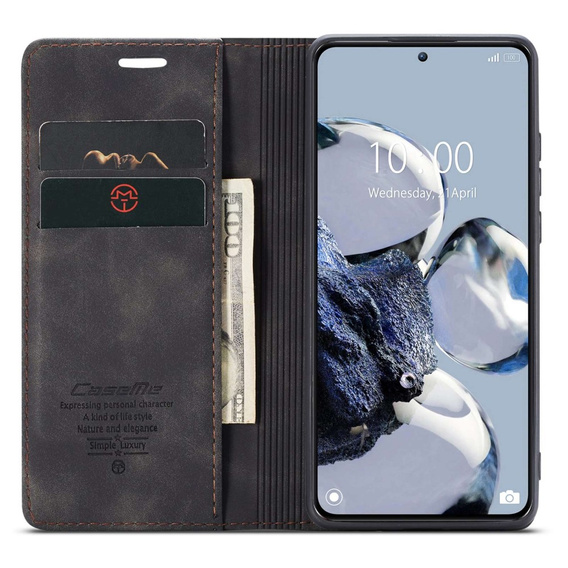 CASEME tok Xiaomi 12T / 12T Pro, Leather Wallet Case, fekete