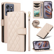 Flap tok Motorola Edge 50 Neo / Motorola ThinkPhone 25, Rhombus Crossbody Leather, bézs színű