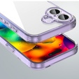 Tok iPhone 17 készülékhez, kamerafedéllel, átlátszó, lila oldalakkal