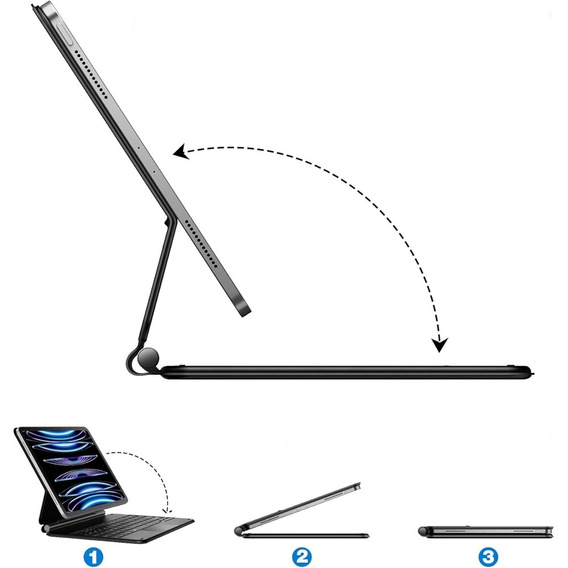 Dracool billentyűzet tok iPad Air 11" 2024 (6 gen.) / Air 10.9" 2022/2020 (5/4 gen.) / Pro 11" 2022/2021/2020/2018 (4/3/2/1 gen.), fekete