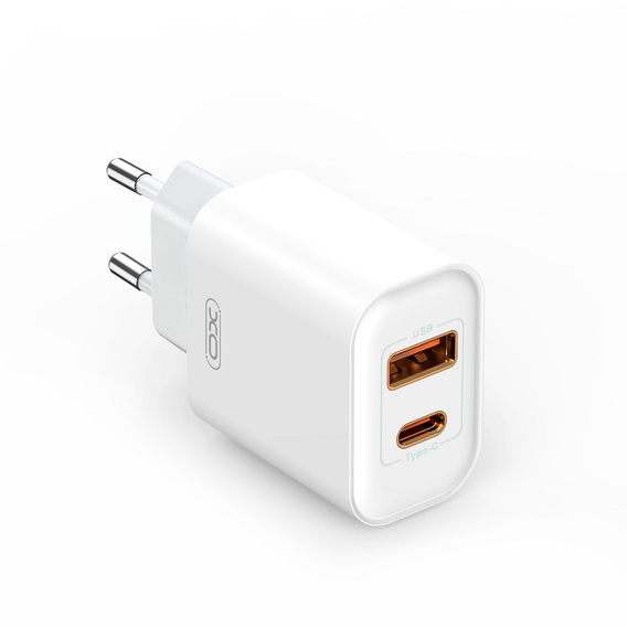 XO CE12 hálózati töltő, USB-C, 20W + USB-C - Lightning kábel, Fehér