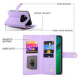 Pattintható tok a Realme 14 Pro 5G, Wallet Zipper Pocket, lila