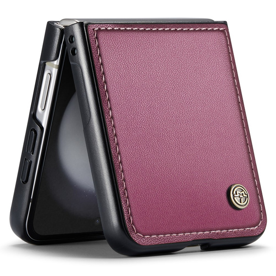 Tojás Samsung Galaxy Z Flip7 FE / Z Flip6, CASEME Litchi Leather, piros