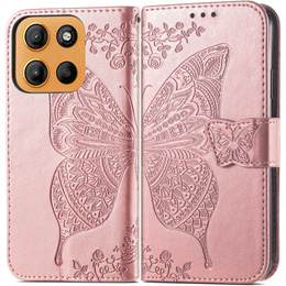 Pattintható tok a Motorola Moto G15 / Motorola Moto G15 Power, Butterfly, rózsaszín rose gold