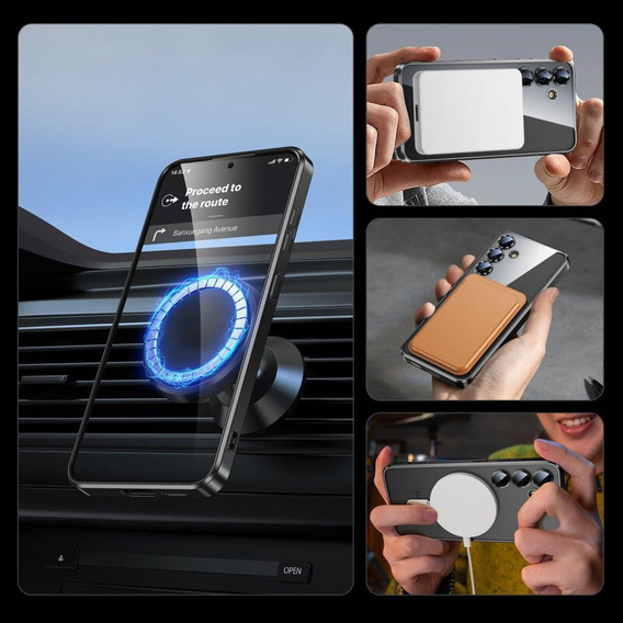 Tok Samsung Galaxy S24+ Plus-hoz, Electro MagSafe, fekete + üveg a képernyőhöz